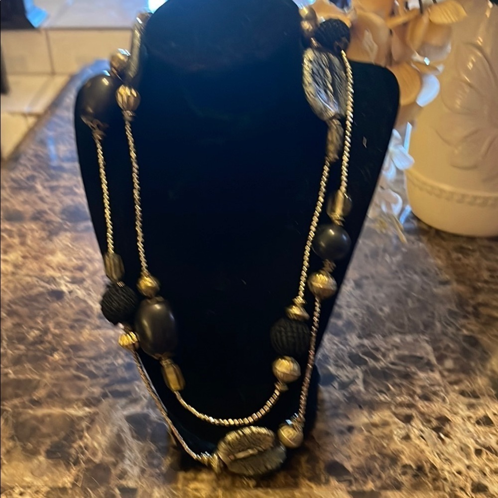 Elegant Black and Gold Boho Necklace